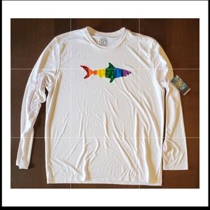 New Vapor Apparel water/swim size L shark shirt Pride
